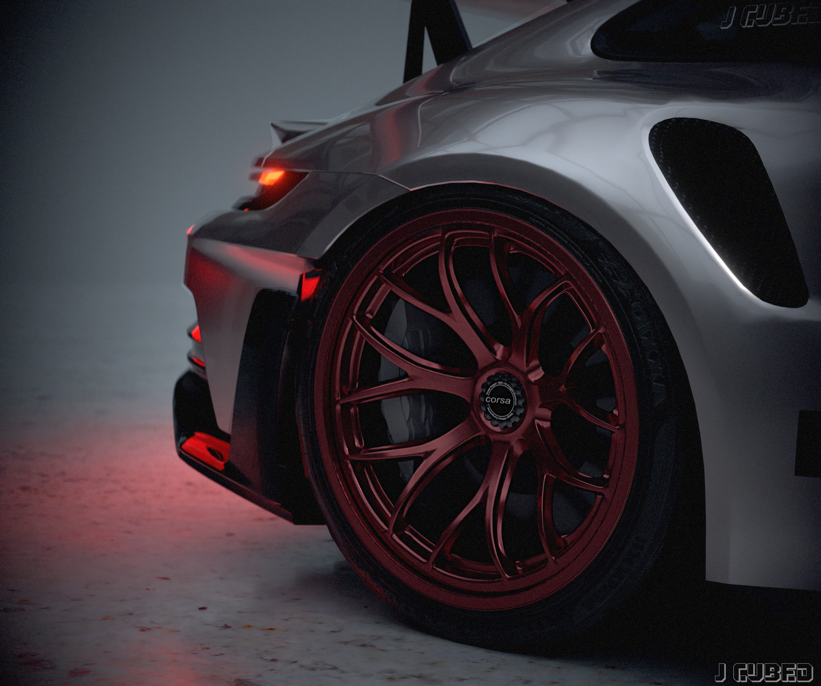 Corsa Forged Grey Red Closeup